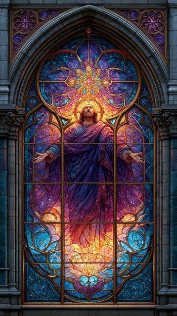CREATIVE_HUB - Jesus praying on stained glass style