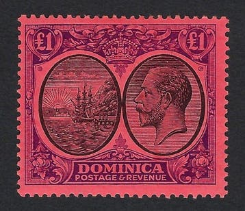 Dominica 1923 - Koning George V £1 zwart en paars/rood -, Gestempeld