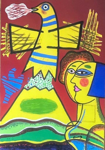 Corneille (1922-2010) - Le grand oiseau du Mont Fuji,
