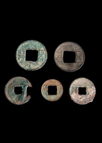 Oud-Chinees Brons Geldmuntenverzameling (5) (Zonder, Antiek en Kunst