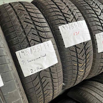 2 x Pirelli Snowcontrol 195-55-17 Winterbanden 8mm, Gebruikt, 17 inch, Band(en), Personenwagen