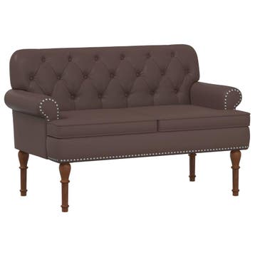 vidaXL Loungebank met knopencomfort Bruin 120 x 65 x 77 cm, Verzenden, Nieuw, Leer, Minder dan 150 cm