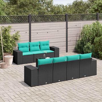 vidaXL 8-delige tuinbankset met kussens, zwart polyrotan, Tuin en Terras, Verzenden, Nieuw