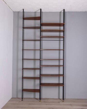 Boekenkast - Hout, Metaal - Vloer-tot-plafond boekenkast in