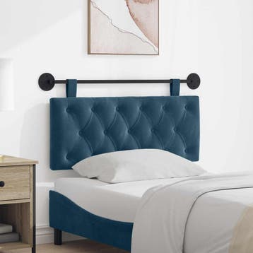 vidaXL Hangend hoofdbord Blauw Fluweel, Verzenden, Nieuw, Blauw, Stof