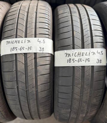 2x185-65-15 Michelin Zomer 2x 4.5mm €35 Per Band 185 65 15, Auto-onderdelen, Banden en Velgen, Ophalen, Gebruikt, 15 inch, 185 mm