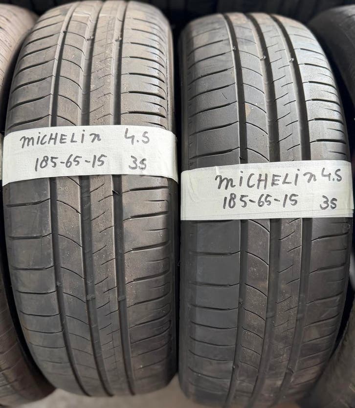 2x185-65-15 Michelin Zomer 2x 4.5mm €35 Per Band 185 65 15, Auto-onderdelen, Banden en Velgen, 15 inch, Zomerbanden, 185 mm, Personenwagen