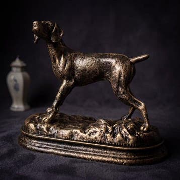 Beeld, Jachthond - 17.5 cm - Gietijzer, Antiek en Kunst