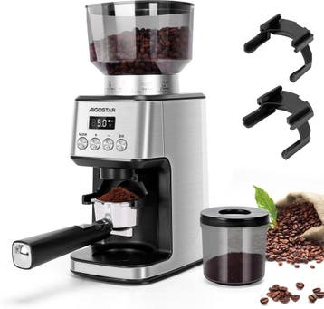 Koffiemolen elektrisch - Koffiemaler - 180W - Zilver - Aigos, Verzenden, Zo goed als nieuw