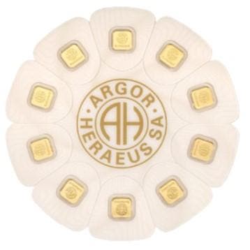 10 x 1 Gram goudbaar Smartdisc Argor Heraeus, Postzegels en Munten, Verzenden, Goud