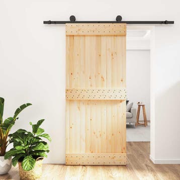 vidaXL Schuifdeur 90 x 210 cm Massief Grenenhout, Verzenden, Nieuw
