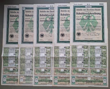 Duitsland. Anleihe des Deutschen Reichs (5 x) 1922 (Zonder