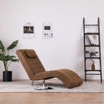 Chaise longue met kussen kunstsuède bruin, Huis en Inrichting, Banken | Sofa's en Chaises Longues, Verzenden, Nieuw