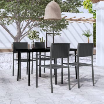 vidaXL 5-delige Tuinset zwart, 4 zitplaatsen, Verzenden, Textileen, Nieuw
