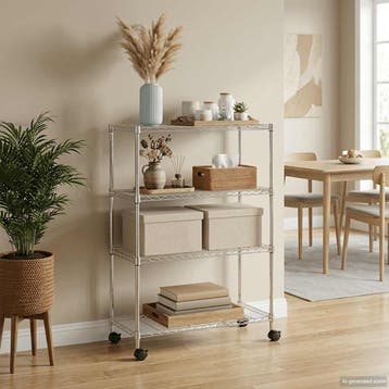 vidaXL Opbergrek 4-laags met wielen 200 kg 90x35x142 cm, Huis en Inrichting, Kasten | Stellingkasten, Verzenden, Nieuw