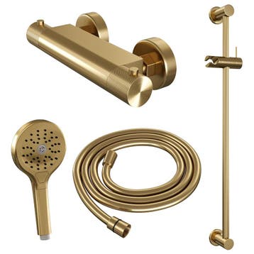 Brauer Gold Carving Glijstangset met Thermostaatkraan -, Ophalen of Verzenden, Nieuw