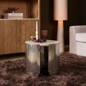 Salontafel Zeli Botticino marmer 45 cm | Starfurn, Huis en Inrichting, Tafels | Salontafels, Ophalen of Verzenden, Nieuw