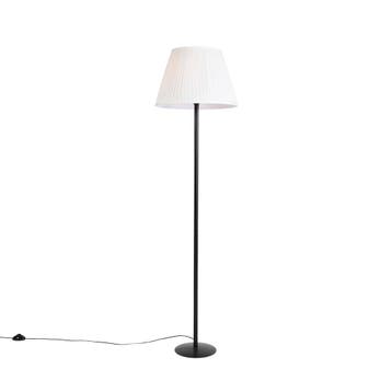 Moderne vloerlamp zwart met witte plisse kap 45 cm - Simplo, Verzenden, Nieuw, Country-rustic