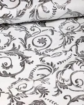 Jacquard Barok Wit/Zilver, Hobby en Vrije tijd, Stoffen en Lappen, Nieuw, Wit