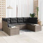 vidaXL Tuin Sofa Set met kussen 6 pcs Grijs poly rattan, Verzenden, Nieuw, Rotan, 6 zitplaatsen