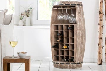 Shabby Chic wijnrek BODEGA 97cm naturel grenen wijnvat voor, Ophalen of Verzenden, Nieuw