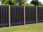 Naaldhout Schutting Geschaafd 19-Planks 180 x 180 cm Zwart, Nieuw