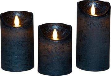 Anna Collection LED stompkaarsen - 3x stuks - metallic blauw, Ophalen of Verzenden, Zo goed als nieuw
