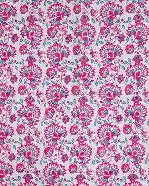 Katoen Voile Bloemen Wit/Roze, Nieuw, Wit