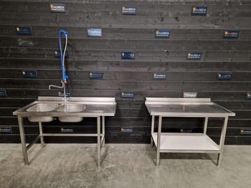 Aan- en afvoertafel | wastafel | RVS | horeca, Zakelijke goederen, Gebruikt, Wassen en Drogen