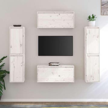 vidaXL Tv-meubelen 6 st massief grenenhout wit, Huis en Inrichting, Minder dan 50 cm, Verzenden, Nieuw, Minder dan 100 cm