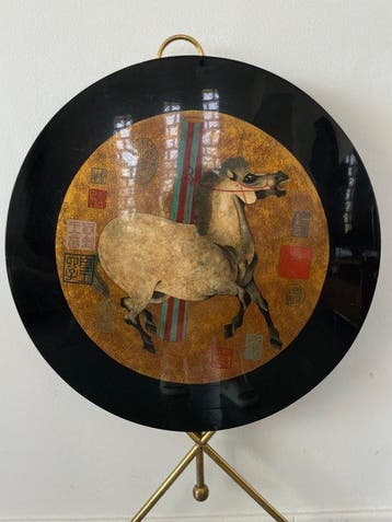 Salontafel - hout , messing - Gelakte Chinoiserie Paard, Nieuw