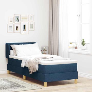 vidaXL Boxspringbed met hoofdeinde Blauw 80 x 200 cm Stof, Eenpersoons, Nieuw, Stof, Verzenden