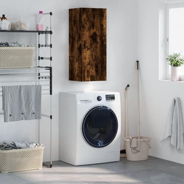 vidaXL Bovenkast 34,5x34x90 cm gerookt eikenkleurig, Minder dan 50 cm, Verzenden, Nieuw, Minder dan 100 cm