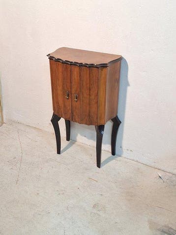 Kabinet - Walnoot en zwarte lak - Art Déco-container