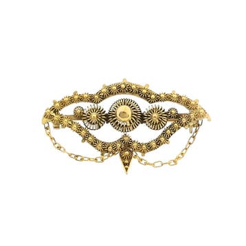 Vintage gouden broche met Zeeuwse knopen, Ophalen of Verzenden, Gebruikt, Overige kleuren, Goud