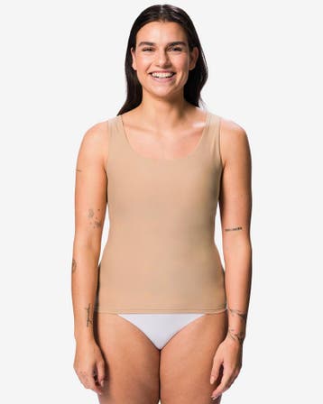 HEMA Dames bh hemd smoothing met ingebouwde cups beige, Verzenden, Beige