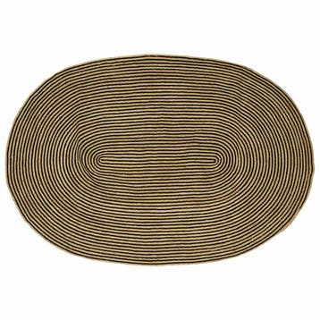 vidaXL Gebied Tapijt Naturel en Zwart 152 x 245 cm Jute, Verzenden, Nieuw, Bruin