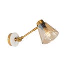 Art Deco wandlamp brons met marmer en amber glas - Nina, Verzenden, Nieuw, Glas, Art Deco