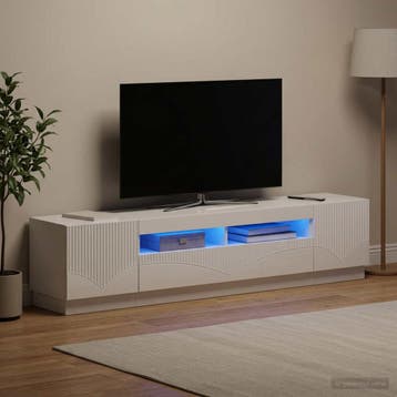 vidaXL LED tv-meubel HOORN 3 st Hoogglans Wit Bewerkt hout, Minder dan 50 cm, Verzenden, Nieuw, Minder dan 100 cm