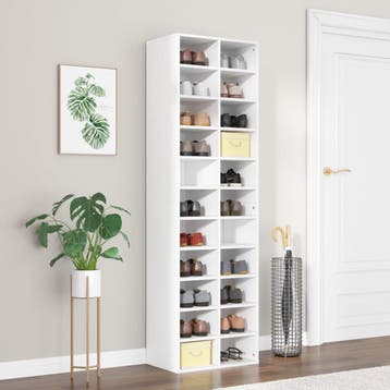 vidaXL Schoenenkast 54x34x183 cm bewerkt hout wit, Verzenden, Nieuw