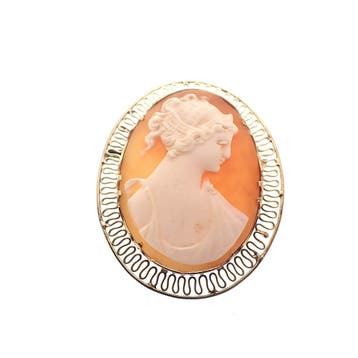 Antiek gouden broche/hanger met camee (Hanger of bedel), Ophalen of Verzenden, Gebruikt, Goud, Overige merken