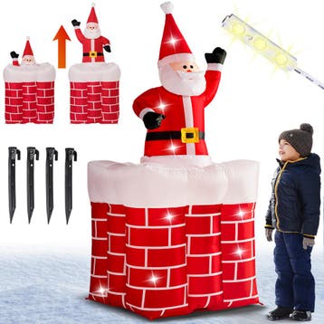 Opblaasbare Kerstman in Schoorsteen 178cm Lichtgevend, Diversen, Verzenden, Nieuw
