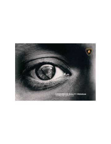 2012 LAMBORGHINI QUALITY PROGRAM BROCHURE ENGELS, Nieuw, Author