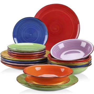 Mexicaanse Stijl Kleurenmix Serviesset – 18/36-stuk Keramiek, Verzenden, Nieuw, Keramiek, Bord(en)