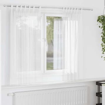 vidaXL Gordijnen voile met lussen 2 st 140x140 cm wit, Verzenden, Nieuw, Wit