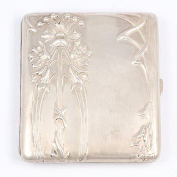 Gebüder Hühn - Jugendstil - Sigarettendoos - .800 zilver, Antiek en Kunst, Antiek | Goud en Zilver