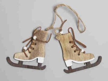 Houten Schaatsen Naturel 8,5x8,5 cm hanger, Ophalen of Verzenden, Nieuw