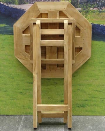 Klaptafel 80 cm achtkantig teak, Ophalen of Verzenden, Nieuw, Teakhout