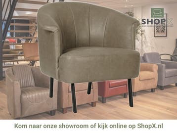Leren fauteuil Embrace - Vintage Stone (grijs), Huis en Inrichting, Eigentijds, Klassiek, Modern, Romantisch, Nieuw, Ophalen of Verzenden