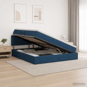 vidaXL Opbergbed met matras met hoofdeinde Blauw 180 x 200, Verzenden, Nieuw, Tweepersoons, Blauw